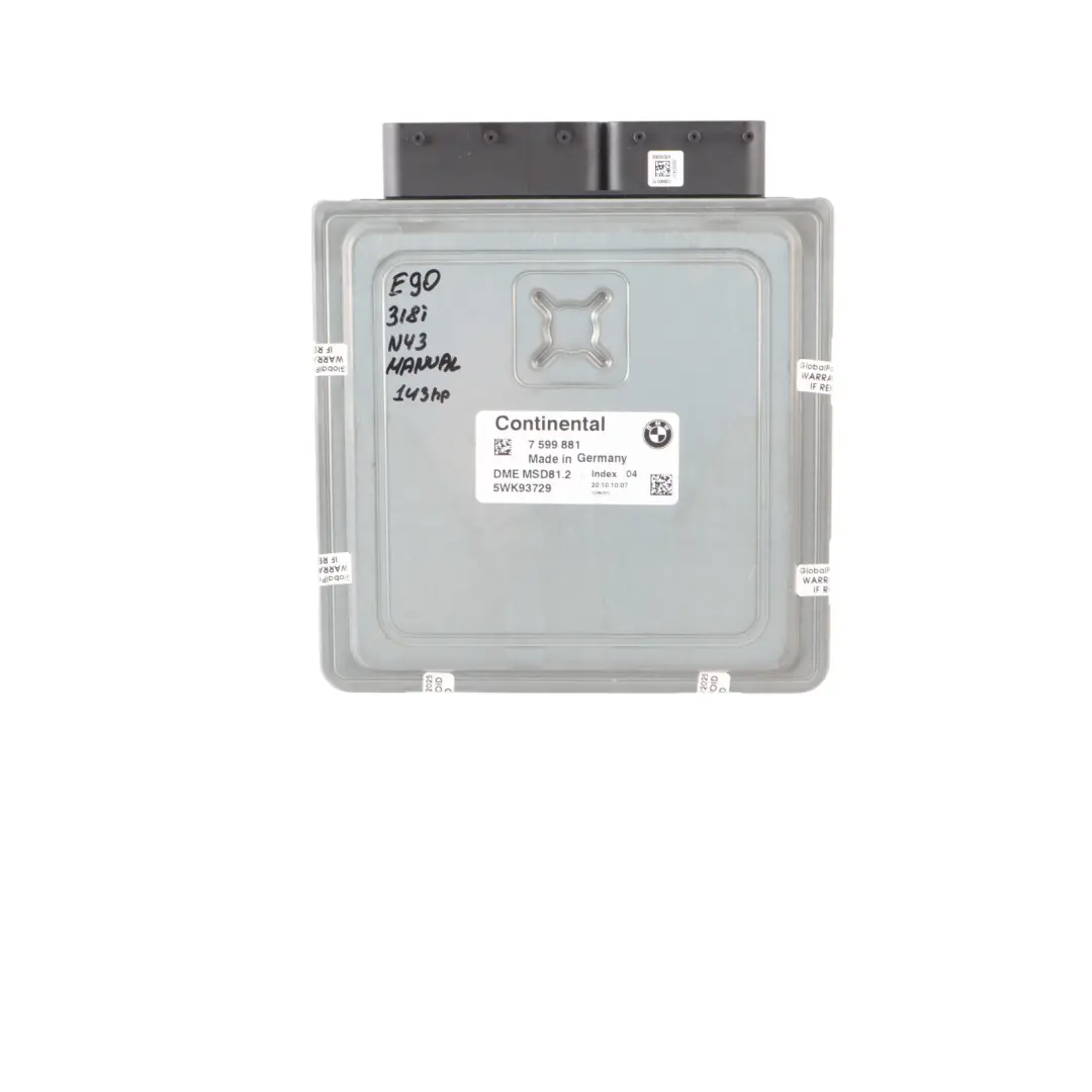 BMW E87 LCI E90 120i 320i Gasolina N43 170HP ECU KIT DME CAS3 Clave Manual - SKU 7599881-20 - Número de pieza 7599881