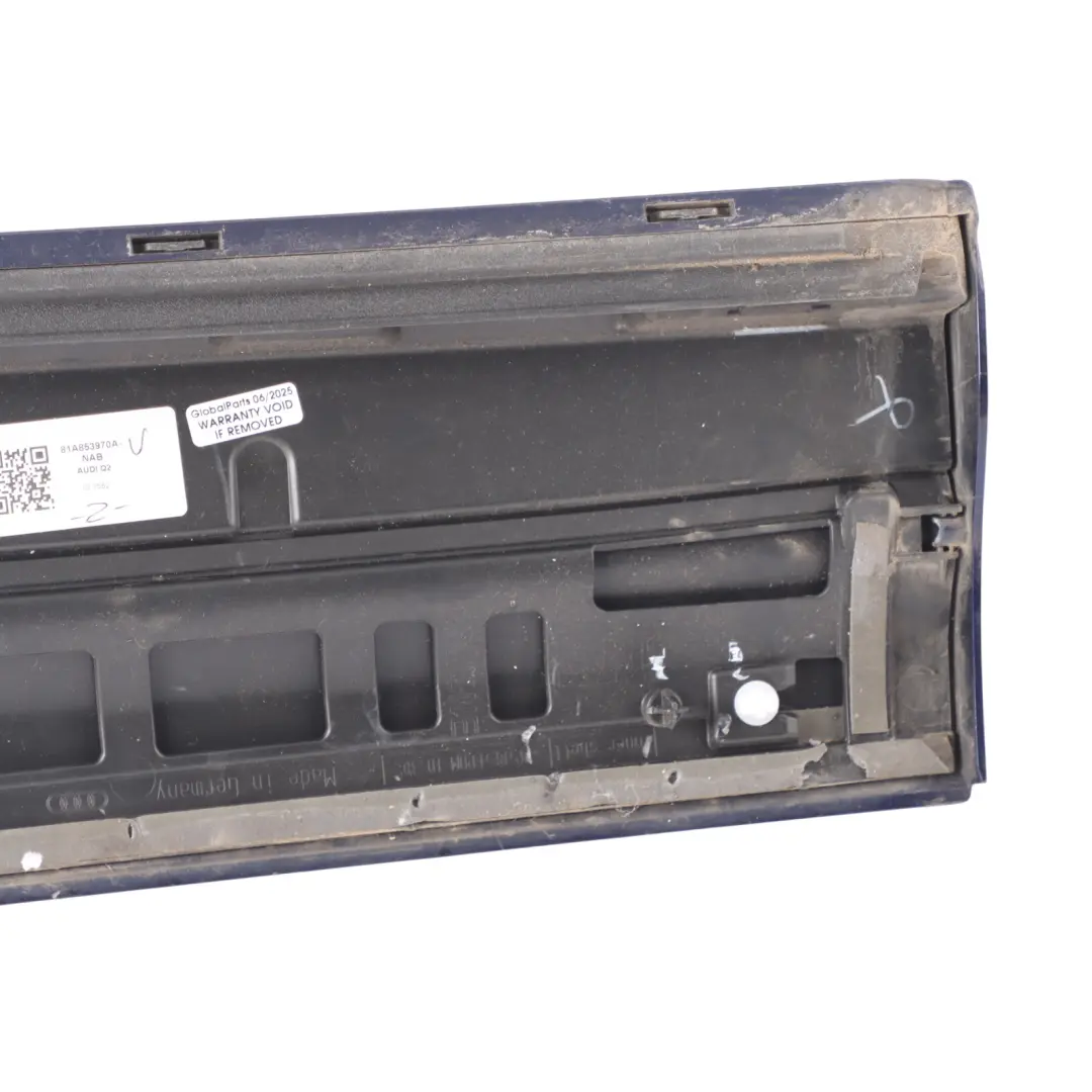 Side Door Moulding Trim Cover Right O/S Strip Navarra Blue X5H to Audi Q2 GA Rear with Part number 81A853970A Audi Q2 GA Rear Side Door Moulding Trim Cover Right O/S Strip Navarra Blue X5H - SKU 81A853970A-NAB - Part number 81A853970A