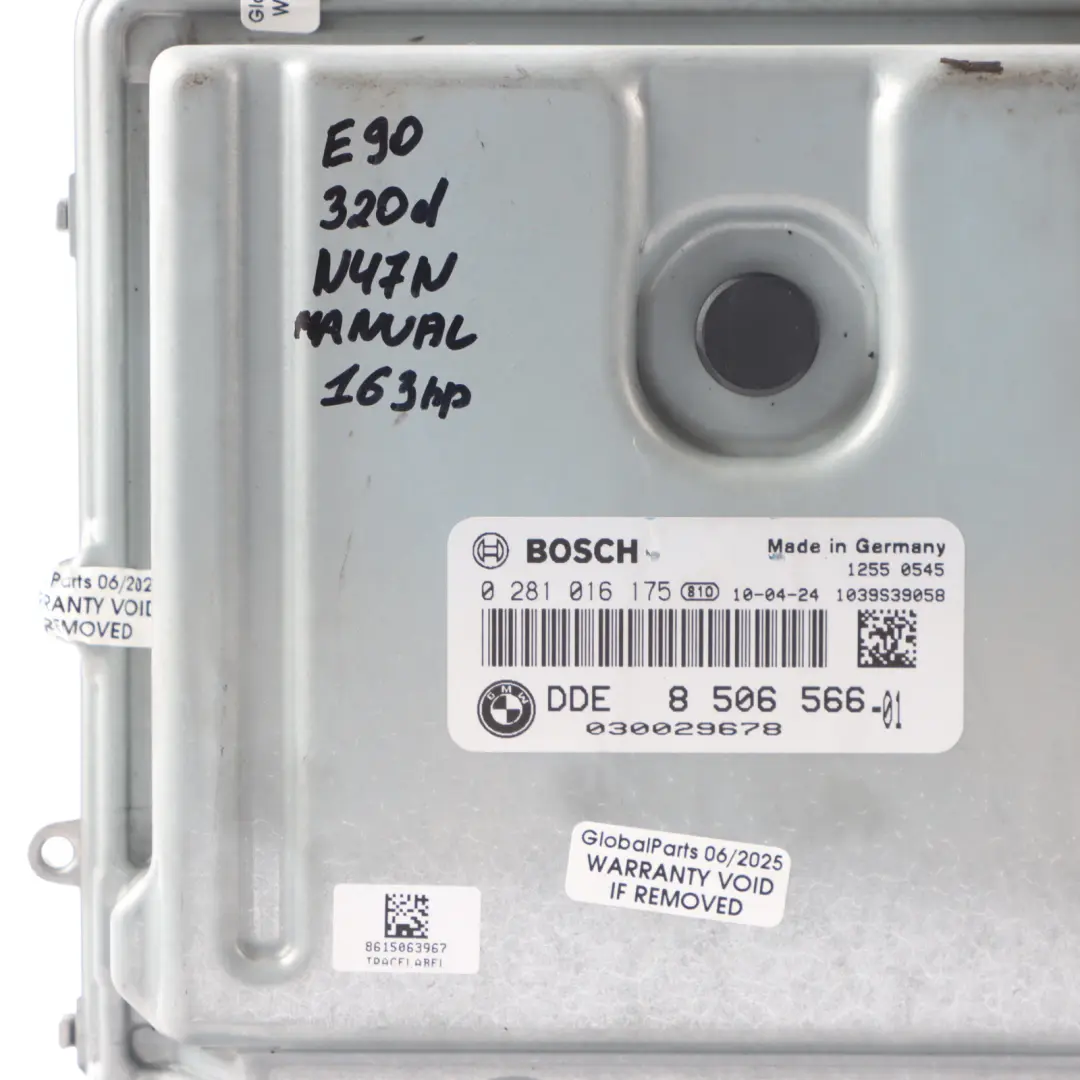 BMW E90 E91 E92 LCI 320D N47N 163HP Motoreinheit ECU Kit DDE - SKU 8506566-8 - Teilenummer 8506566