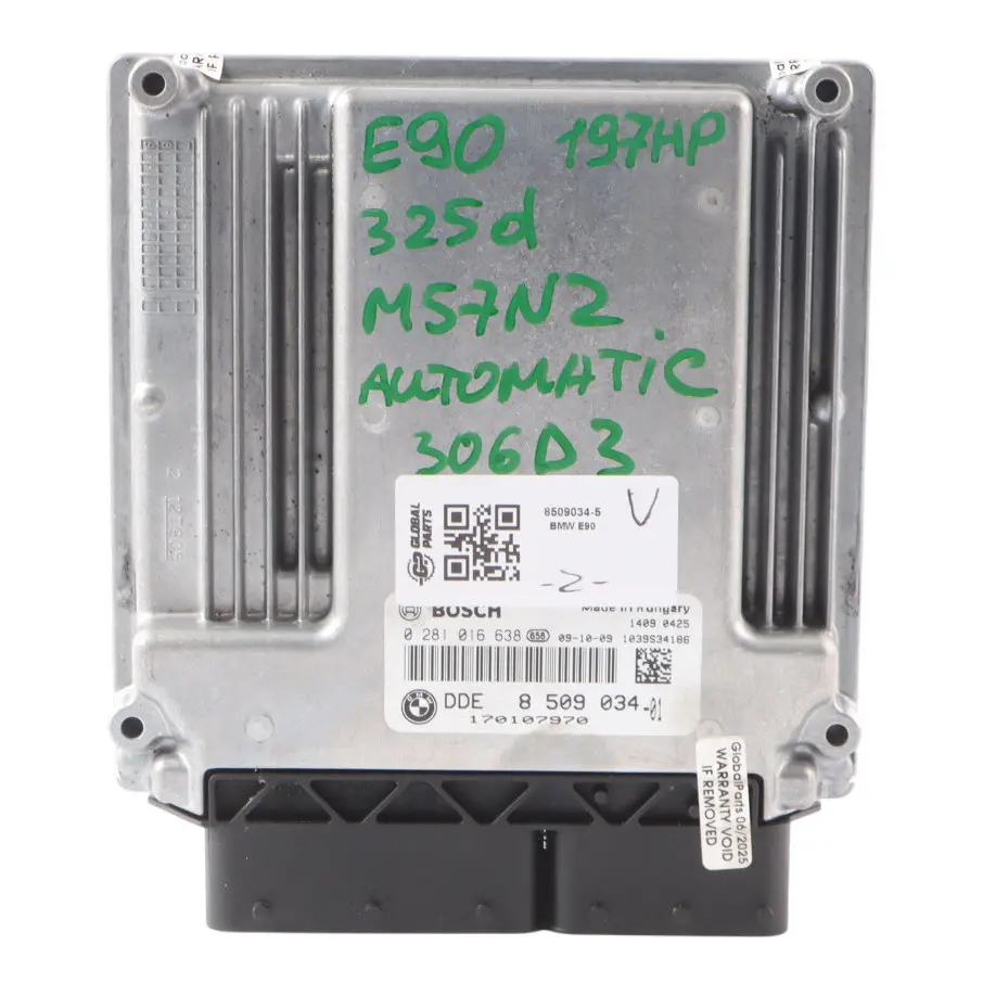 M57N2 197HP Engine ECU Kit DDE Automatic to BMW E60 LCI E90 325d 525d with Part number 8509034 BMW E60 LCI E90 325d 525d M57N2 197HP Engine ECU Kit DDE Automatic - SKU 8509034-5 - Part number 8509034