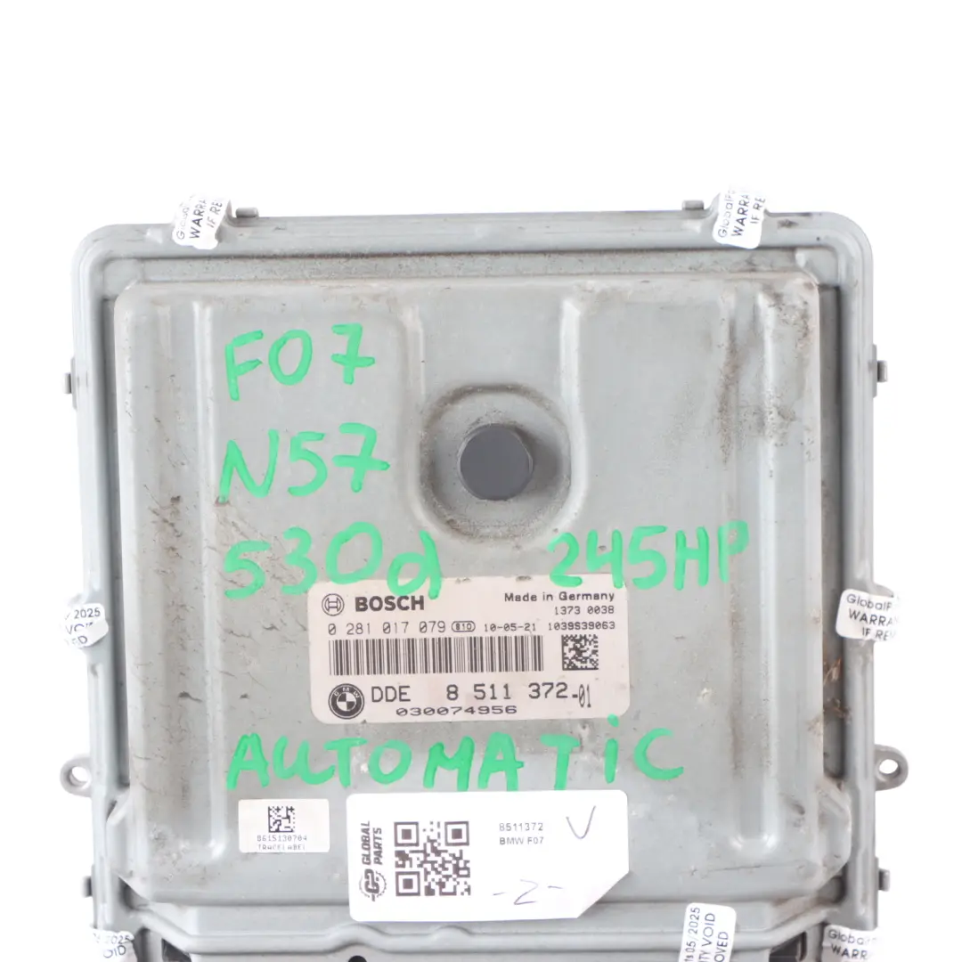 N57 Engine Control ECU Kit DDE CAS4 Automatic to BMW F01 F07 530d 730d with Part number 8511372 BMW F01 F07 530d 730d N57 Engine Control ECU Kit DDE CAS4 Automatic - SKU 8511372 - Part number 8511372