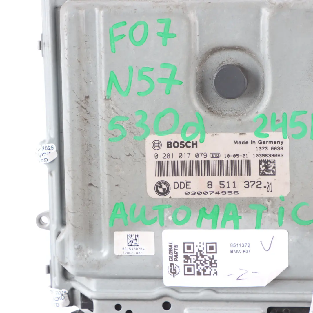N57 Engine Control ECU Kit DDE CAS4 Automatic to BMW F01 F07 530d 730d with Part number 8511372 BMW F01 F07 530d 730d N57 Engine Control ECU Kit DDE CAS4 Automatic - SKU 8511372 - Part number 8511372