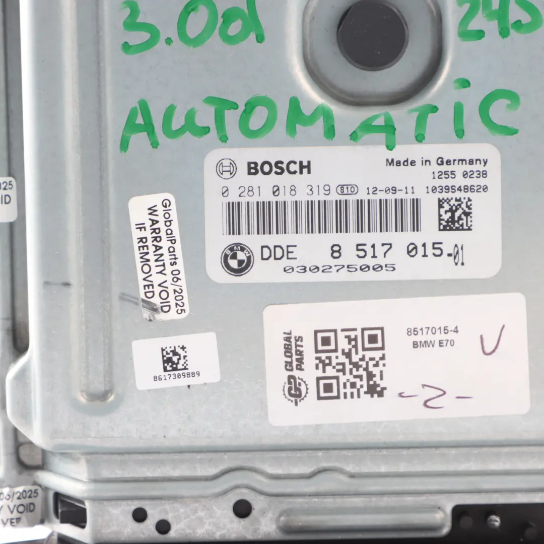 30dX N57 245HP Engine Module ECU Kit DDE Automatic to BMW X5 E70 LCI X6 E71 with Part number 8517015 BMW X5 E70 LCI X6 E71 30dX N57 245HP Engine Module ECU Kit DDE Automatic - SKU 8517015-4 - Part number 8517015