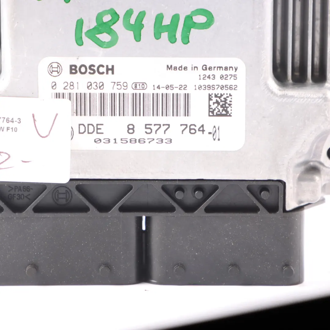 BMW F10 F11 F30 F31 520d Diesel N47N 184HP Engine Control ECU DDE 8577764 Manual - SKU 8577764-3 - Part number 8586534