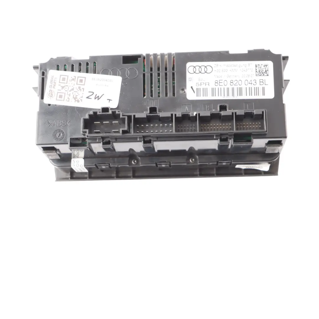 A/C Air Condition Heater Climate Control Panel to Audi A4 B7 with Part number 8E0820043BL Audi A4 B7 A/C Air Condition Heater Climate Control Panel - SKU 8E0820043BL - Part number 8E0820043BL