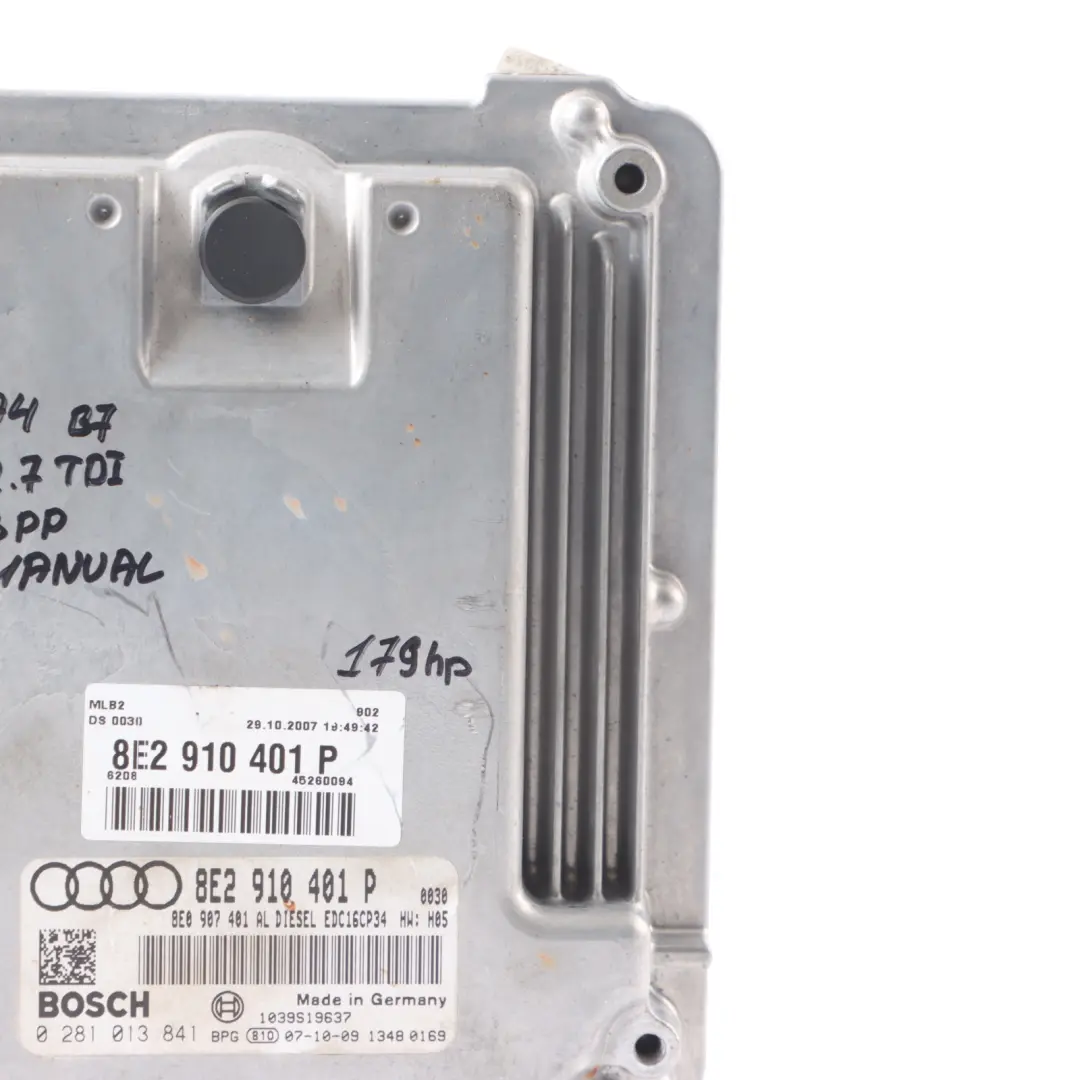 Audi A4 B7 2.7 TDI BPP 179HP Diesel Engine Unit Module ECU Manual - SKU 8E2910401P - Part number 8E2910401P
