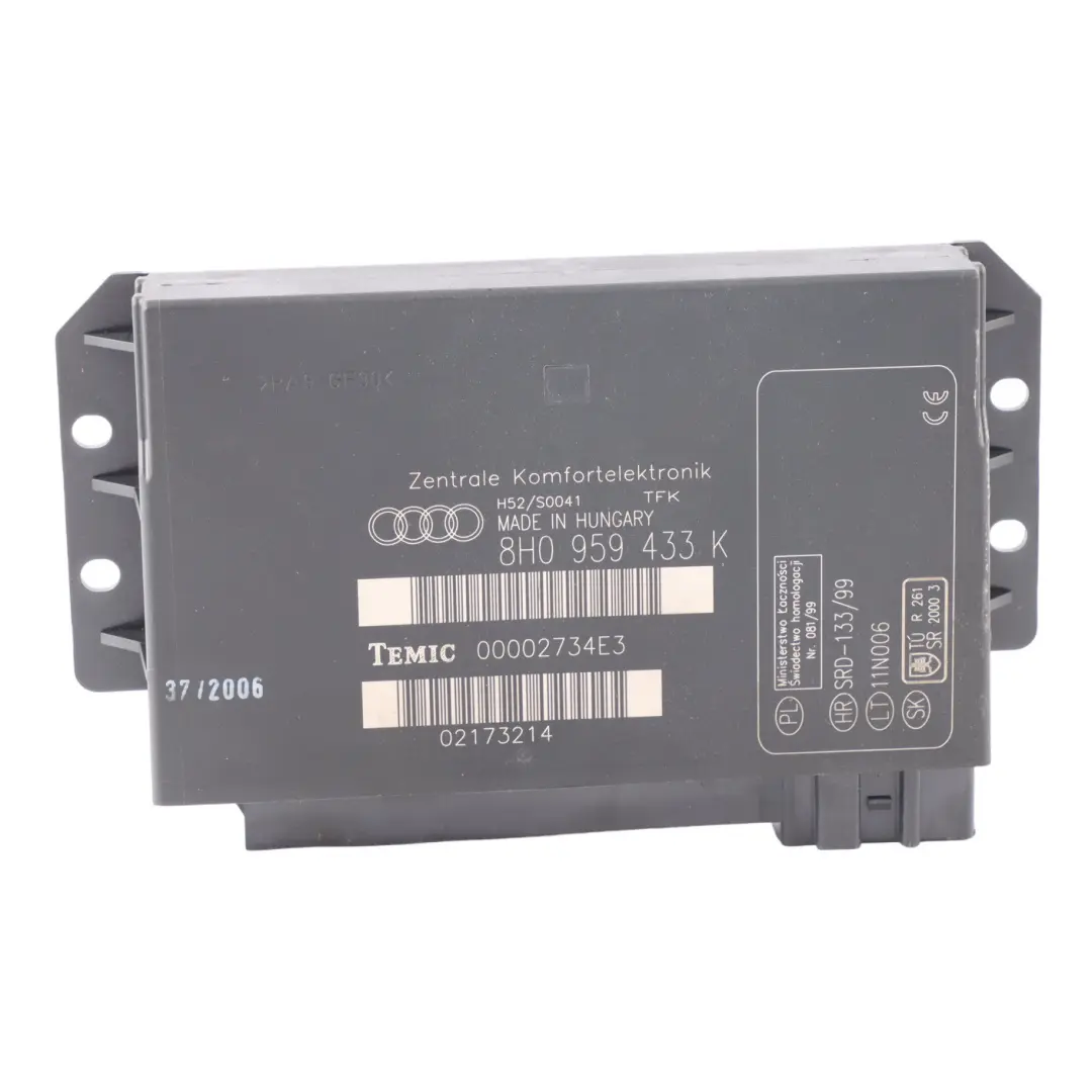 Body Comfort Central Control Unit Module BCM ECU to Audi A4 B7 Cabrio with Part number 8H0959433K Audi A4 B7 Cabrio Body Comfort Central Control Unit Module BCM ECU - SKU 8H0959433K - Part number 8H0959433K