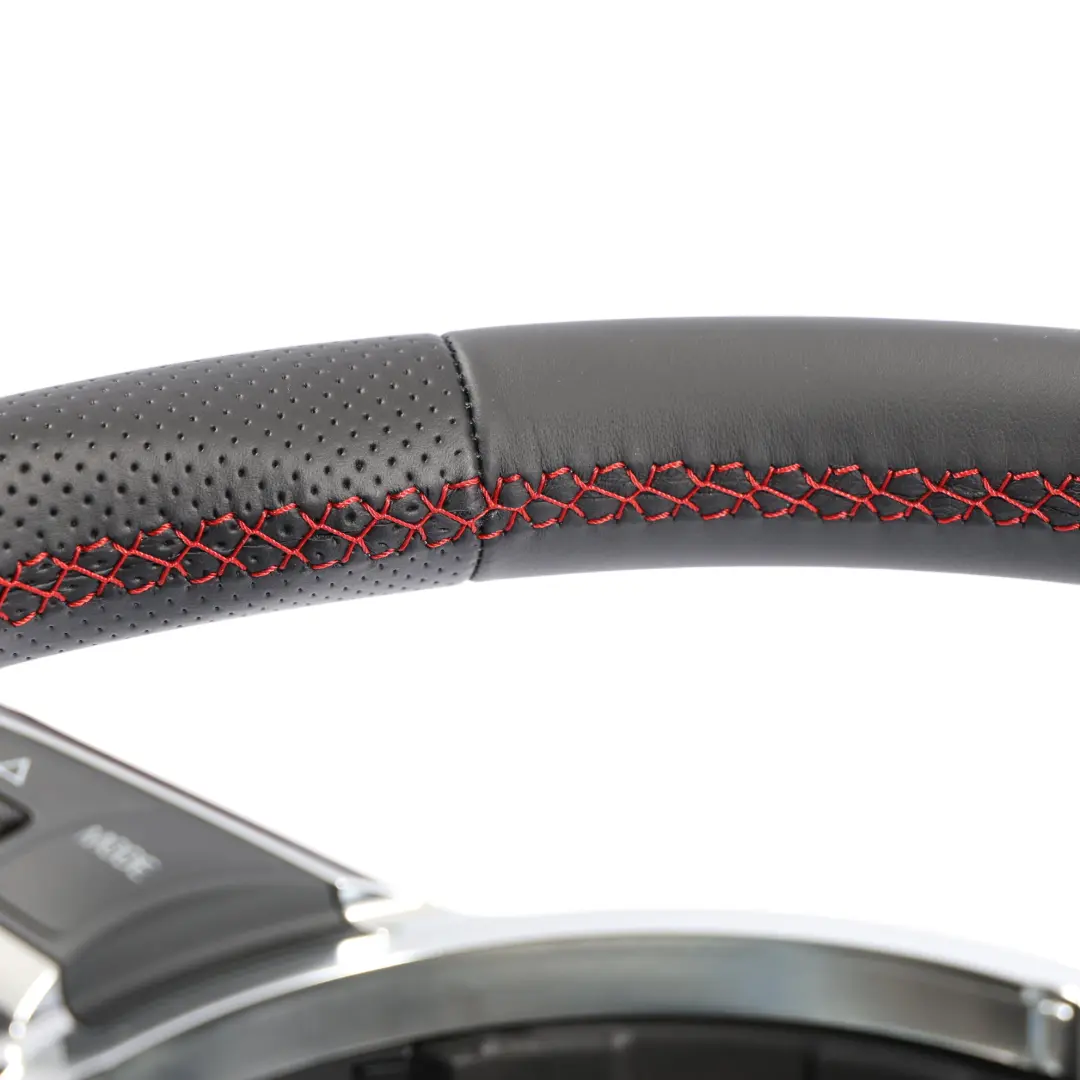 Steering Wheel NEW Black Leather Flat Bottom Red Threads to Audi TTS 8J with Part number 8J0419091L Audi TTS 8J Steering Wheel NEW Black Leather Flat Bottom Red Threads - SKU 8J0419091L-1 - Part number 8J0419091L