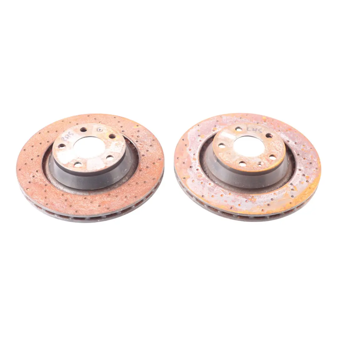 Brake Disc Set Rear Left Right N/O/S Perforated Wheel Disc to Audi TT 8J with Part number 8J0615601A Audi TT 8J Brake Disc Set Rear Left Right N/O/S Perforated Wheel Disc - SKU 8J0615601A - Part number 8J0615601A