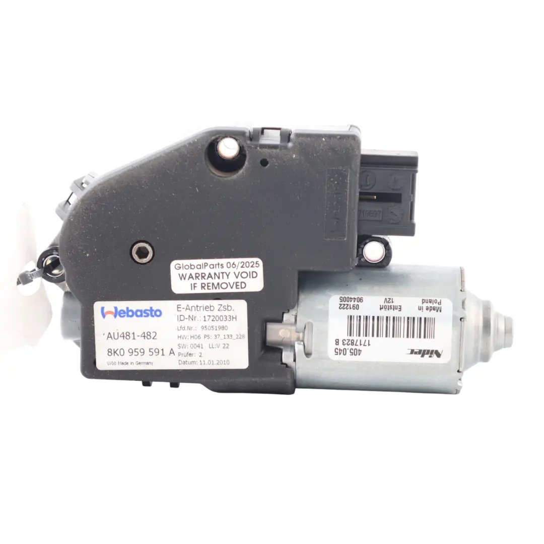 Sunroof Hydraulic Unit Roof Motor Pump Actuator to Audi A4 S4 B8 with Part number 8K0959591A Audi A4 S4 B8 Sunroof Hydraulic Unit Roof Motor Pump Actuator - SKU 8K0959591A - Part number 8K0959591A