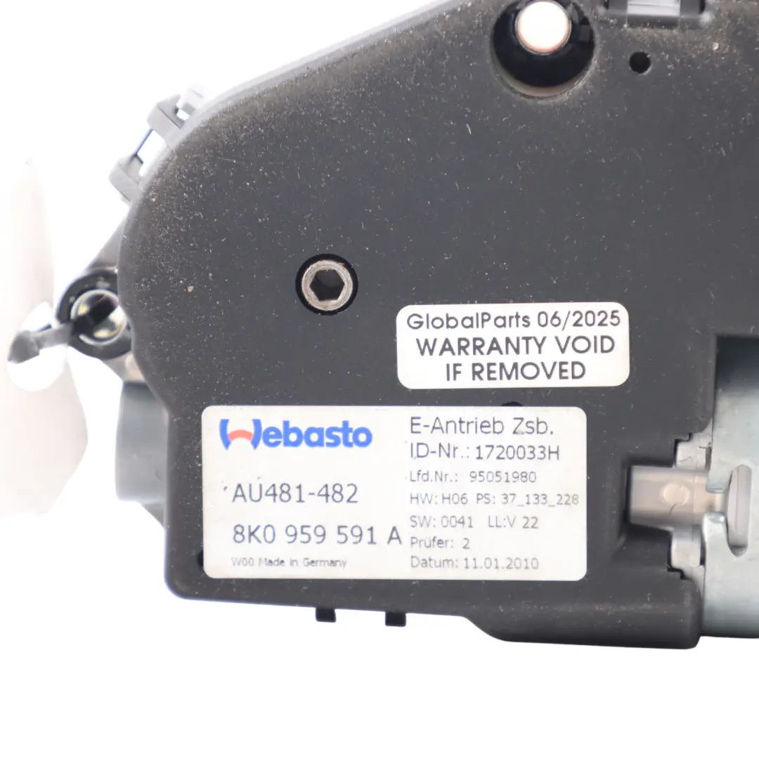 Sunroof Hydraulic Unit Roof Motor Pump Actuator to Audi A4 S4 B8 with Part number 8K0959591A Audi A4 S4 B8 Sunroof Hydraulic Unit Roof Motor Pump Actuator - SKU 8K0959591A - Part number 8K0959591A