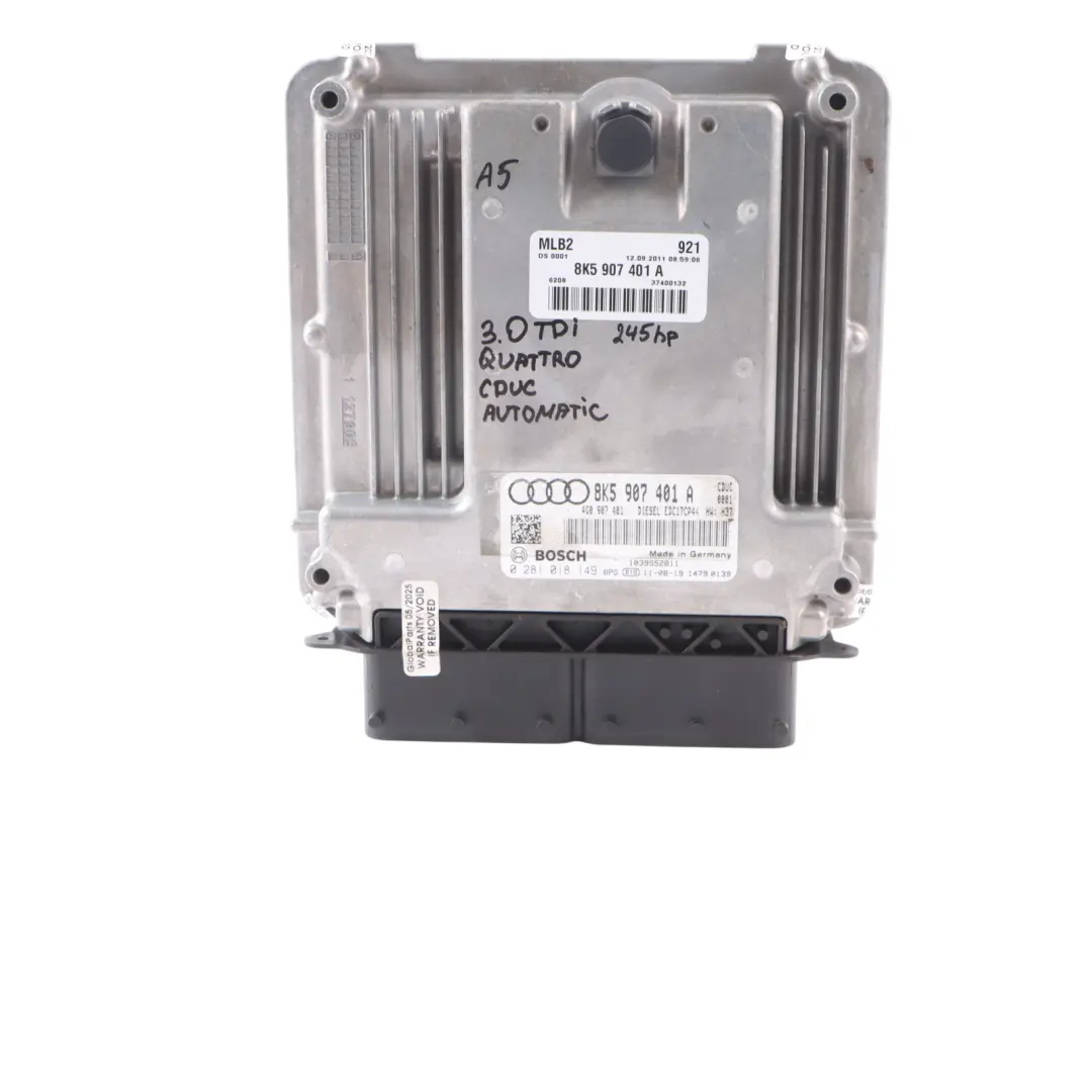 CDUC 245HP Diesel Engine Module ECU Kit Automatic to Audi A5 8T 3.0 TDI with Part number 8K5907401A Audi A5 8T 3.0 TDI CDUC 245HP Diesel Engine Module ECU Kit Automatic - SKU 8K5907401A-1 - Part number 8K5907401A
