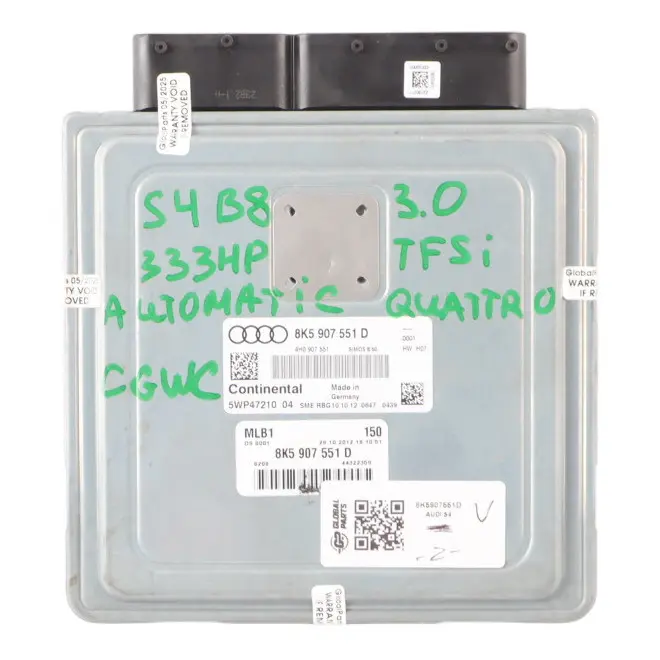 CGWC Quattro 333HP Engine ECU Automatic to Audi S4 B8 3.0 TFSI with Part number 8K5907551D Audi S4 B8 3.0 TFSI CGWC Quattro 333HP Engine ECU Automatic - SKU 8K5907551D - Part number 8K5907551D