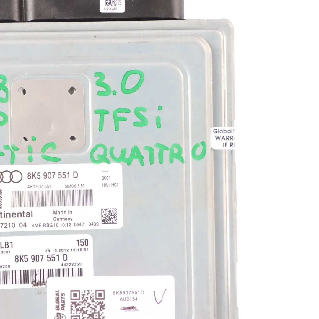Audi S4 B8 3.0 TFSI CGWC Quattro 333HP Engine ECU Automatic - SKU 8K5907551D - Part number 8K5907551D