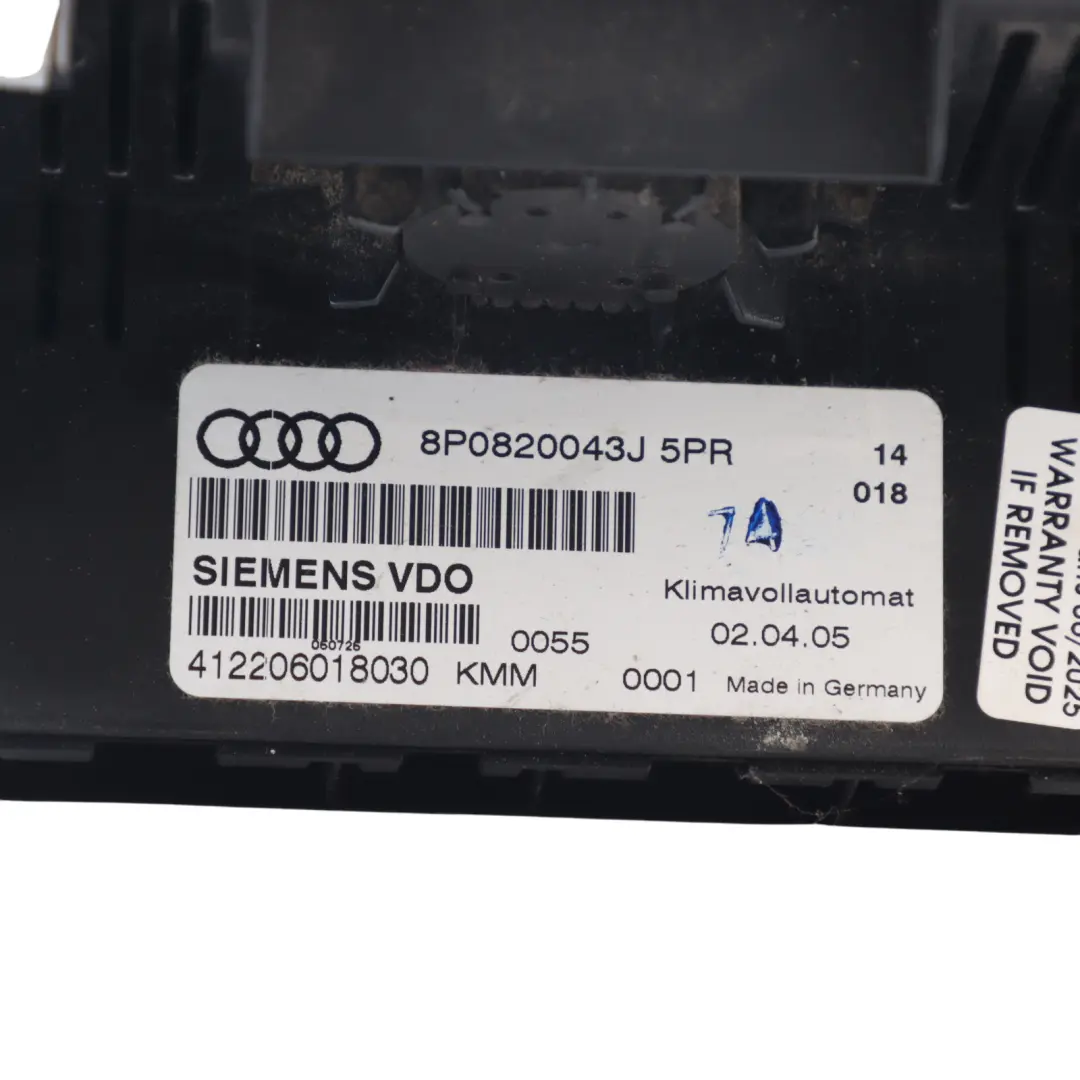 A/C Air Conditioning Climate Control Heater Panel Unit to Audi A3 8P with Part number 8P0820043J Audi A3 8P A/C Air Conditioning Climate Control Heater Panel Unit - SKU 8P0820043J - Part number 8P0820043J