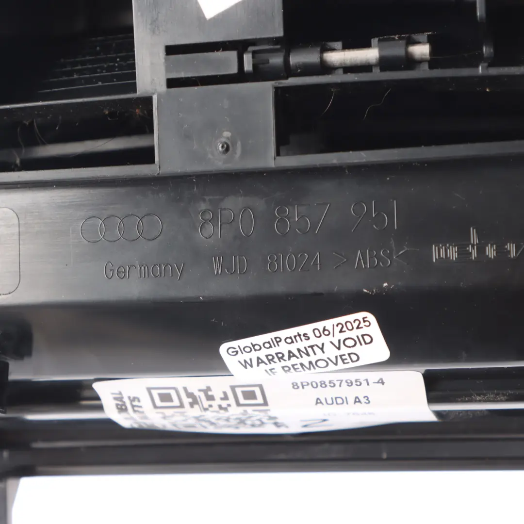 Centre Console Ash Tray Storage Compartment Cover to Audi A3 8P with Part number 8P0857951 Audi A3 8P Centre Console Ash Tray Storage Compartment Cover - SKU 8P0857951-4 - Part number 8P0857951