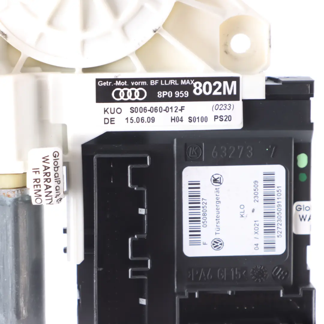 Door Window Lifter Motor Unit Front Passenger Side to Audi A3 8P with Part number 8P0959802M Audi A3 8P Door Window Lifter Motor Unit Front Passenger Side - SKU 8P0959802M - Part number 8P0959802M