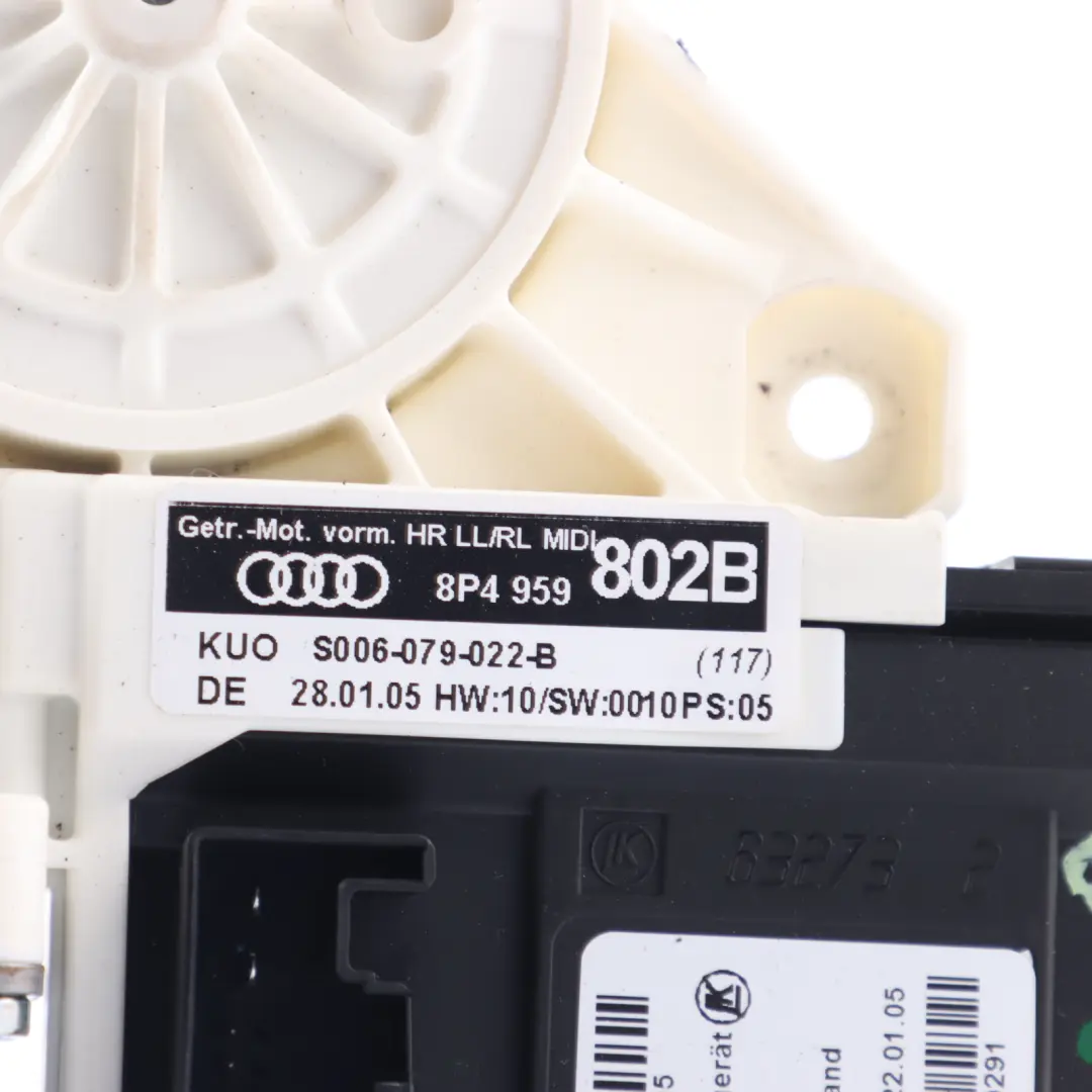 Window Lifter Door Rear Right O/S Regulator Motor to Audi A3 8P with Part number 8P4959802B Audi A3 8P Window Lifter Door Rear Right O/S Regulator Motor - SKU 8P4959802B - Part number 8P4959802B