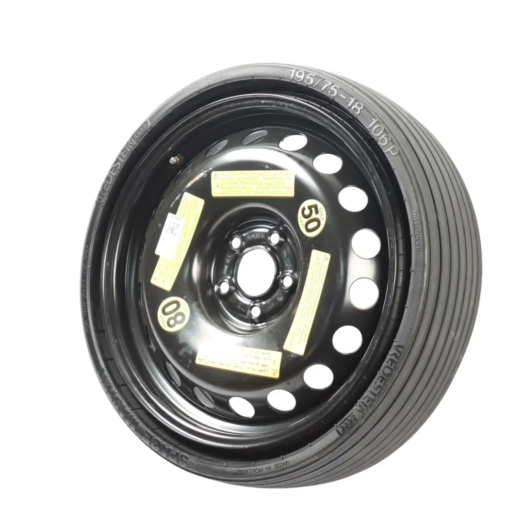 Spare Wheel Space Master Steel Rim R18 3,5J 195/75 to Audi Q5 8R with Part number 8R0601027 Audi Q5 8R Spare Wheel Space Master Steel Rim R18 3,5J 195/75 - SKU 8R0601027 - Part number 8R0601027