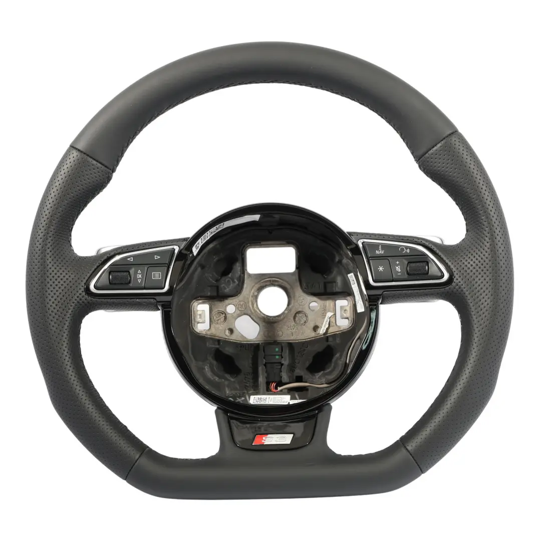 Leather Steering Wheel Flat Bottom Paddle Shift to Audi S3 8V NEW Black with Part number 8V0419091J Audi S3 8V NEW Black Leather Steering Wheel Flat Bottom Paddle Shift - SKU 8V0419091J-2 - Part number 8V0419091J