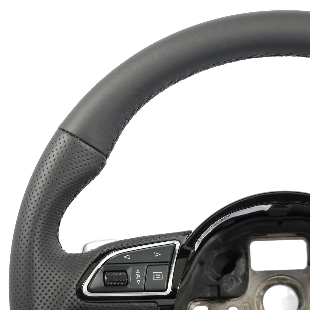 Audi S3 8V Kierownica NOWA Czarna Skóra Łopatki Ścięta - SKU 8V0419091J-2 - Numer Części 8V0419091J