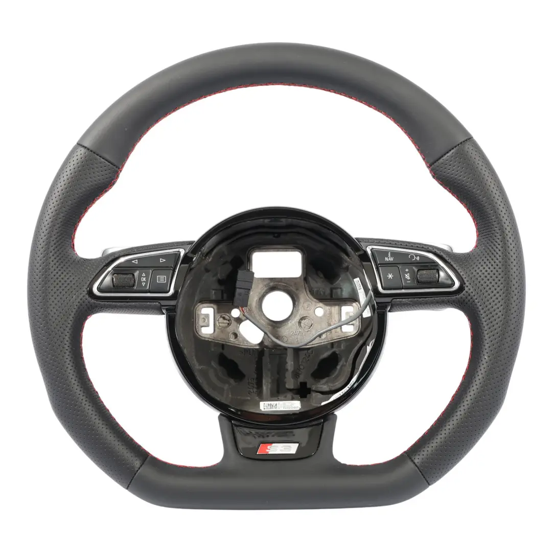 NUEVO Volante De Cuero Negro Pala de Fondo Plano para Audi S3 8V con número de pieza 8V0419091J Audi S3 8V NUEVO Volante De Cuero Negro Pala de Fondo Plano - SKU 8V0419091J-3 - Número de pieza 8V0419091J