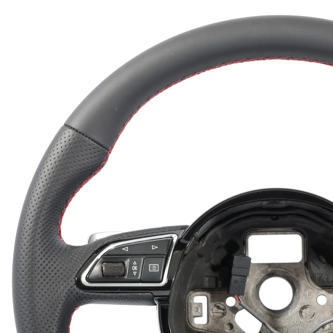 Leather Steering Wheel Flat Bottom Paddle Shift to Audi S3 8V NEW Black with Part number 8V0419091J Audi S3 8V NEW Black Leather Steering Wheel Flat Bottom Paddle Shift - SKU 8V0419091J-3 - Part number 8V0419091J