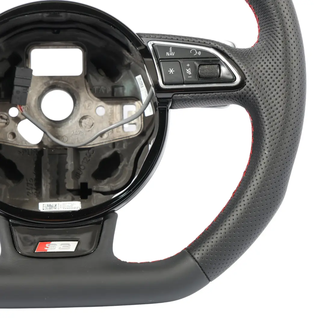 Audi S3 8V Kierownica NOWA Czarna Skóra Ścięta Łopatki - SKU 8V0419091J-3 - Numer Części 8V0419091J