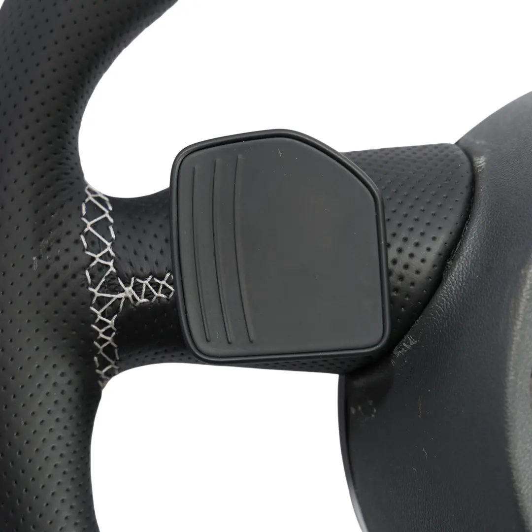 Audi A3 8V Steering Wheel NEW Black Leather Flat Bottom White Threads - SKU 8V0419091S-1 - Part number 8V0419091S