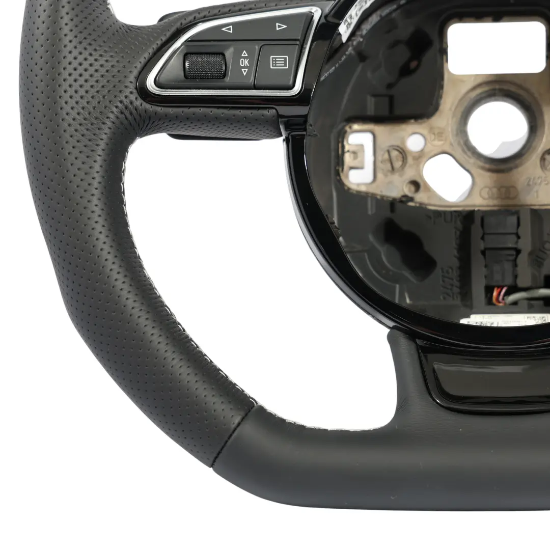 Kierownica NOWA Czarna Skóra Ścięta Łopatki Biała Nić do Audi A3 8V o numerze 8V0419091S Audi A3 8V Kierownica NOWA Czarna Skóra Ścięta Łopatki Biała Nić - SKU 8V0419091S-1 - Numer Części 8V0419091S