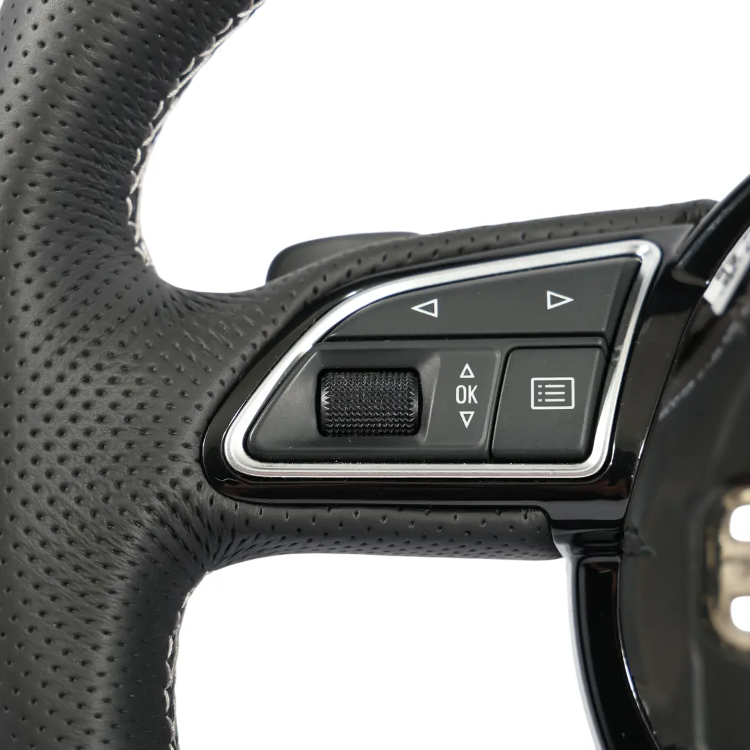 NUEVO Cuero Negro Fondo Plano Hilos Blancos para Audi A3 8V Volante con número de pieza 8V0419091S Audi A3 8V Volante NUEVO Cuero Negro Fondo Plano Hilos Blancos - SKU 8V0419091S-1 - Número de pieza 8V0419091S