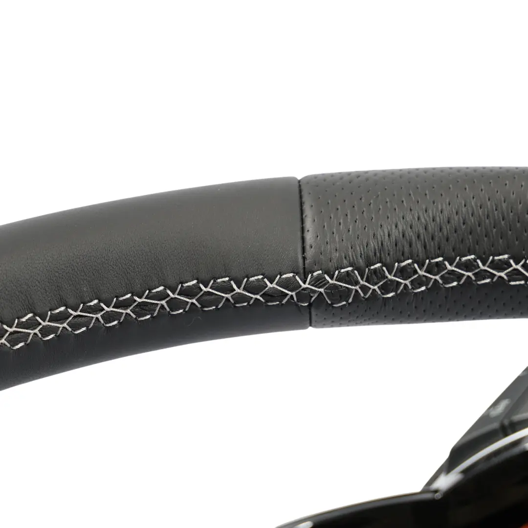 Audi A3 8V Steering Wheel NEW Black Leather Flat Bottom White Threads - SKU 8V0419091S-1 - Part number 8V0419091S