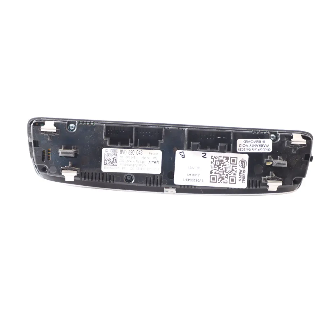 Audi A3 8V Air Conditioning Panel A/C Heater Blower Climate Control Q - SKU 8V0820043-1 - Part number 8V0820043
