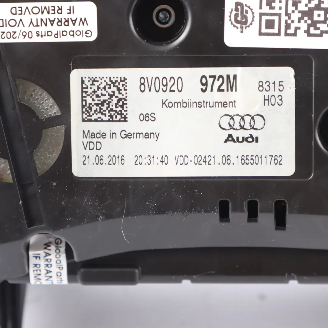Audi A3 8V Petrol Instrument Cluster Speedometer Clocks Automatic - SKU RHD-8V0920972M - Part number 8V0920972M
