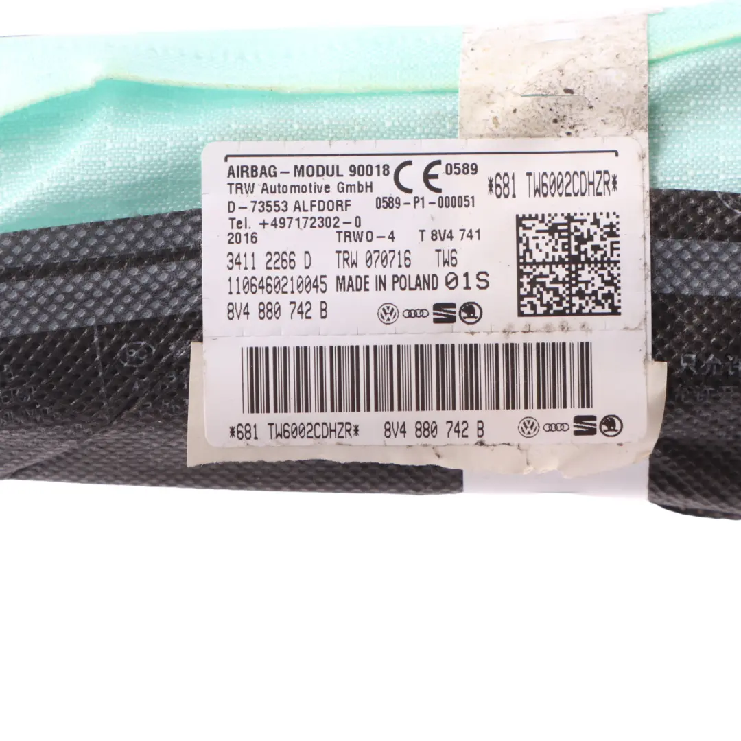 Audi A3 8V Headliner Air Module Roof Curtain Right O/S Side - SKU 8V4880742B - Part number 8V4880742B