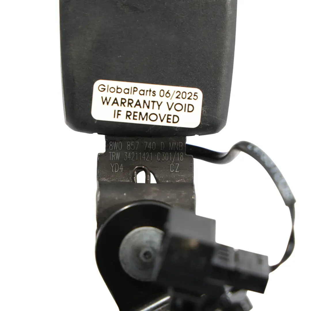 Belt Buckle Lower Belt Rear Right O/S Latch to Audi A4 S4 B9 Seat with Part number 8W0857740D Audi A4 S4 B9 Seat Belt Buckle Lower Belt Rear Right O/S Latch - SKU 8W0857740D - Part number 8W0857740D