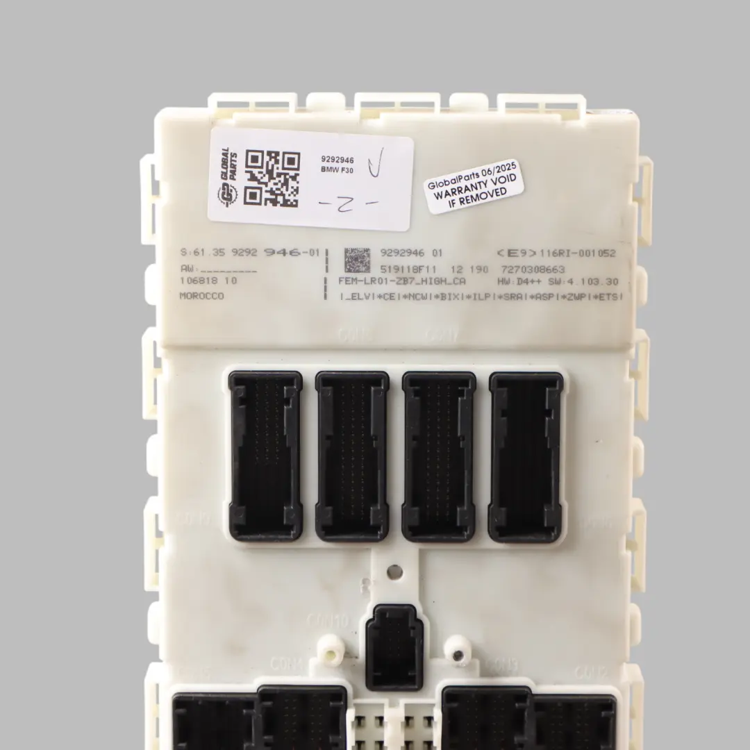 Front Electronic Module Control Unit FEM to BMW F30 F31 with Part number 9292946 BMW F30 F31 Front Electronic Module Control Unit FEM - SKU 9292946 - Part number 9292946