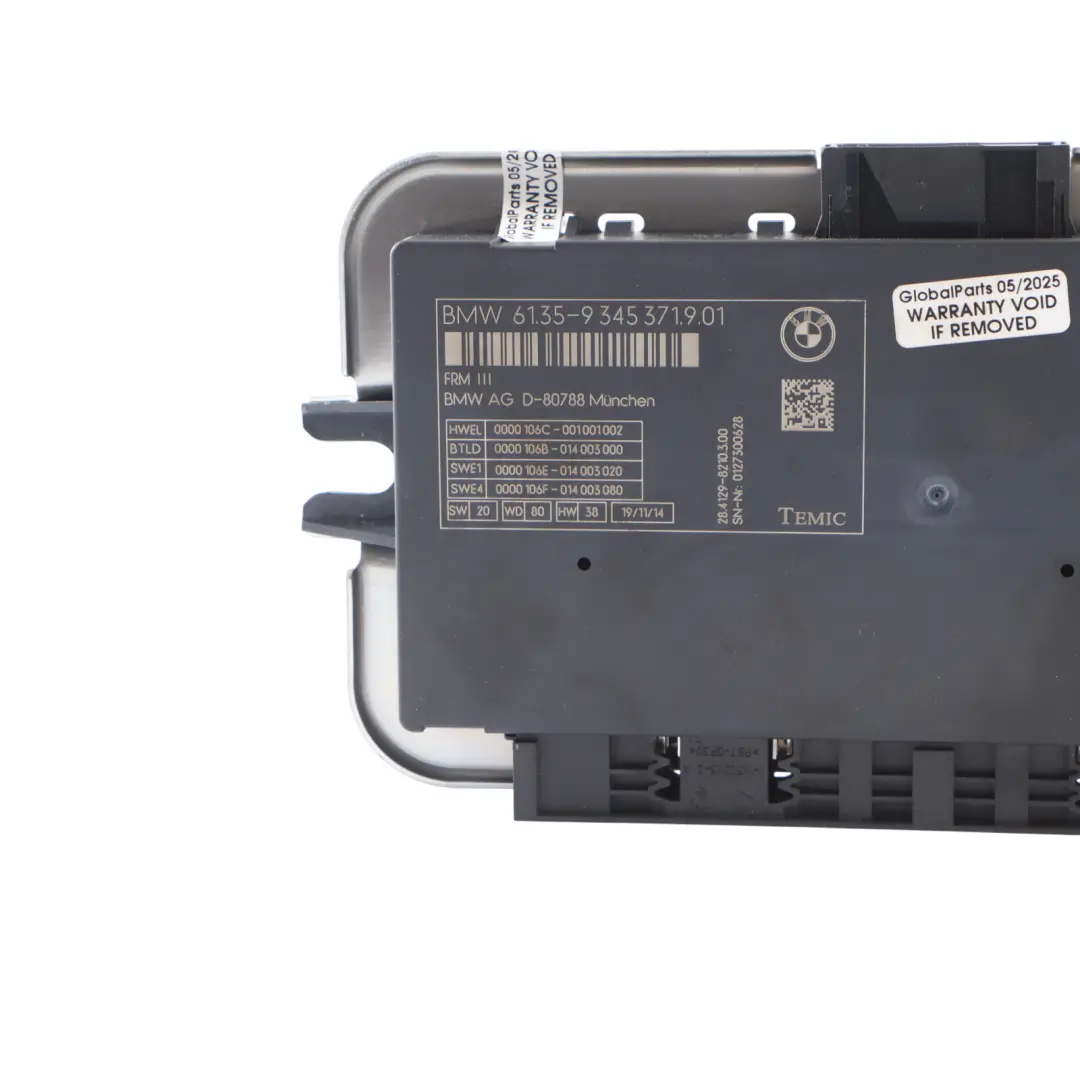 Light Control BMW F01 F02 F04 F07 LCI Footwell Module ECU Unit FRM3 to with Part number 9345371 Light Control BMW F01 F02 F04 F07 LCI Footwell Module ECU Unit FRM3 - SKU 9345371 - Part number 9345371
