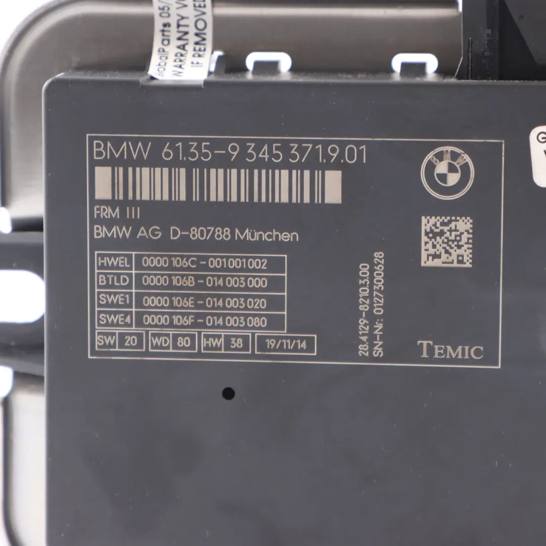  Light Control BMW F01 F02 F04 F07 LCI Footwell Module ECU Unit FRM3 - SKU 9345371 - Part number 9345371