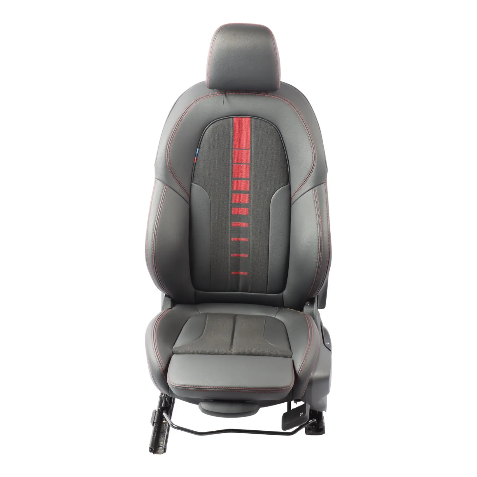 BMW F40 Front Sport Seat Heated Right O/S Leather Cloth Sensatec Black Acent Red
