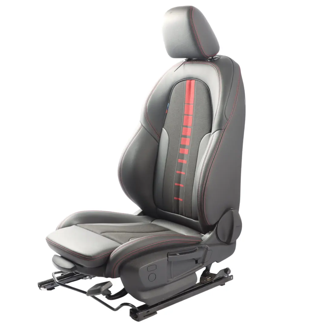 Front Sport Seat Heated Right O/S Leather Cloth Sensatec Black Acent Red to BMW F40 with Part number 9893791 BMW F40 Front Sport Seat Heated Right O/S Leather Cloth Sensatec Black Acent Red - SKU 9893791-1 - Part number 9893791