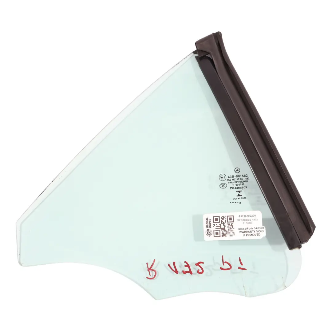 Fenêtre Latérale Arrière Gauche Fixe Triangle AS2 pour Mercedes R172 à propos du numéro de pièce A1726700200 Mercedes R172 Fenêtre Latérale Arrière Gauche Fixe Triangle AS2 - SKU A1726700200 - Numéro de pièce A1726700200