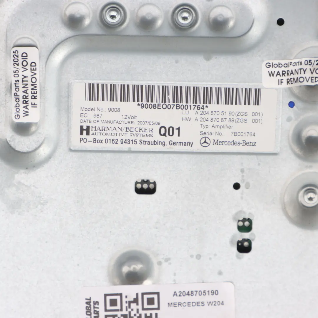 Sound Audio Amplifier Unit Harman Becker to Mercedes W204 with Part number A2048705190 Mercedes W204 Sound Audio Amplifier Unit Harman Becker - SKU A2048705190 - Part number A2048705190