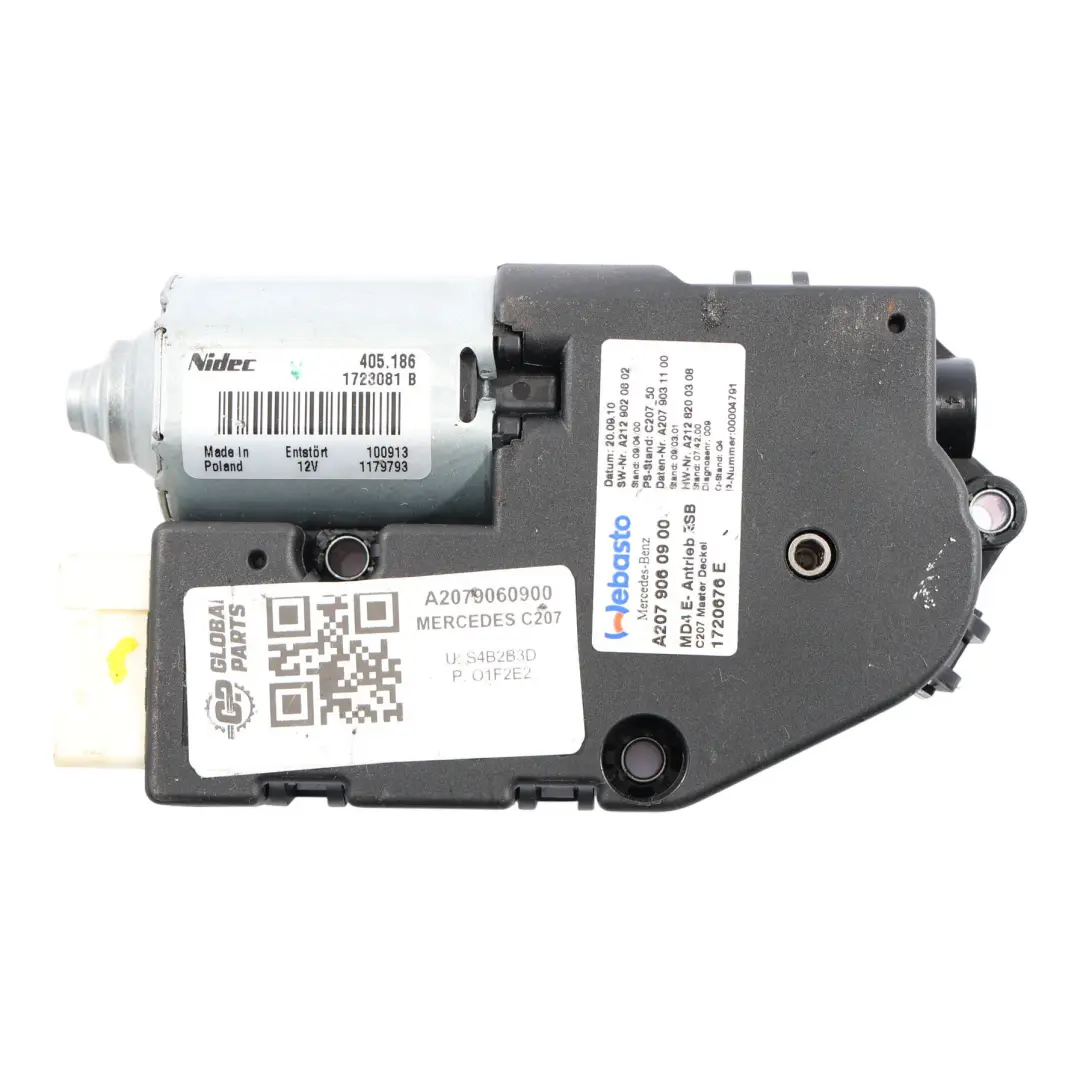 Sunroof Control Unit Mercedes C207 W212 Sun Roof Motor Drive to with Part number A2079060900 Sunroof Control Unit Mercedes C207 W212 Sun Roof Motor Drive - SKU A2079060900 - Part number A2079060900