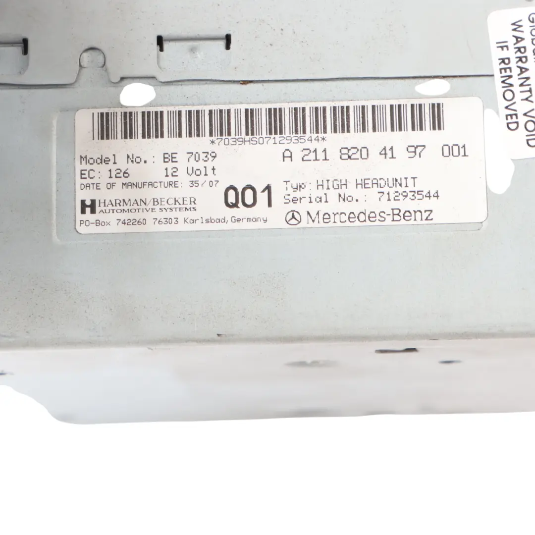 Mercedes C219 Display Screen Radio Multimedia Navigation Sat Unit - SKU A2118204197-1 - Part number A2118204197