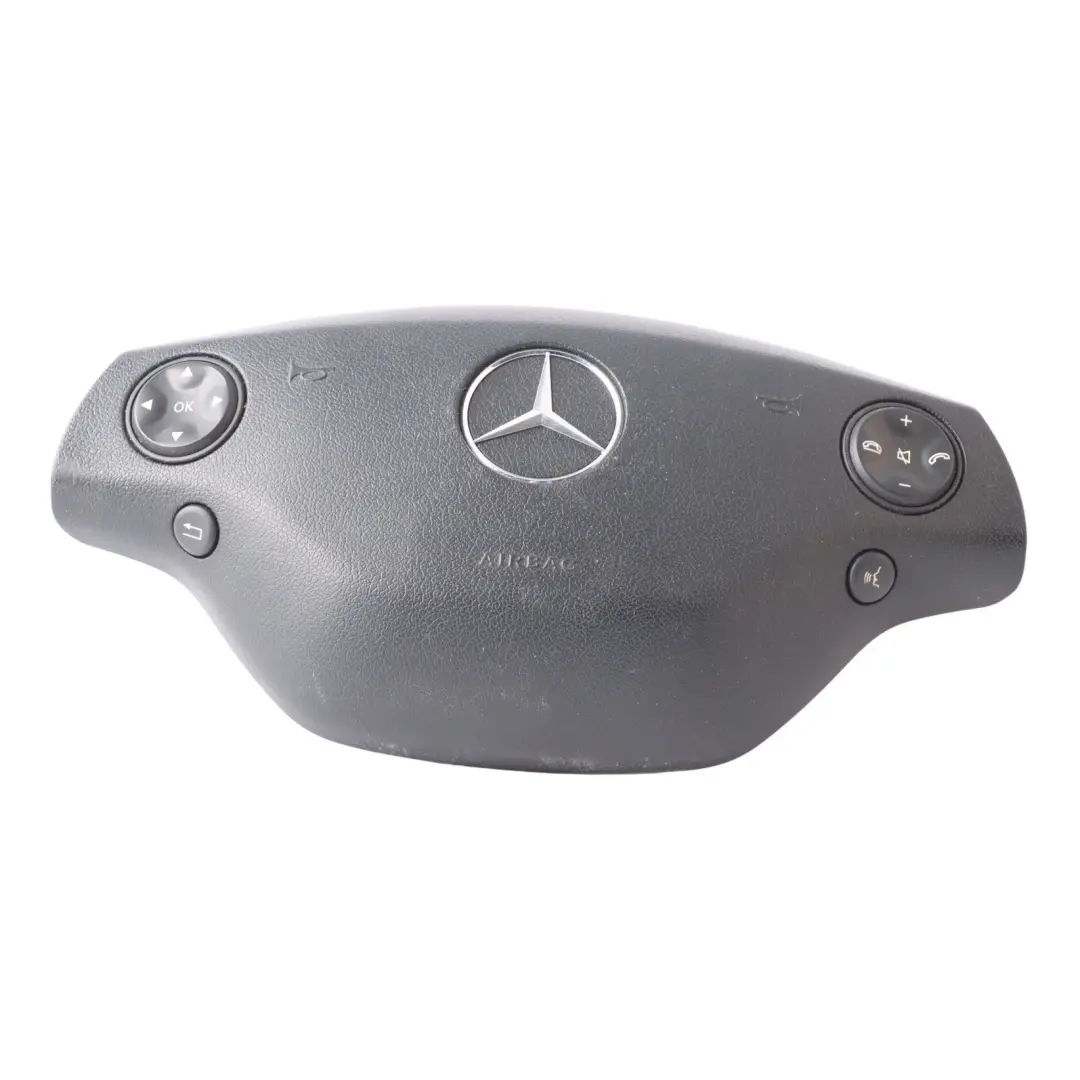 Mercedes W221 Steering Wheel Air Module Buttons Leather Black - SKU A2218600502-1 - Part number A2218600502