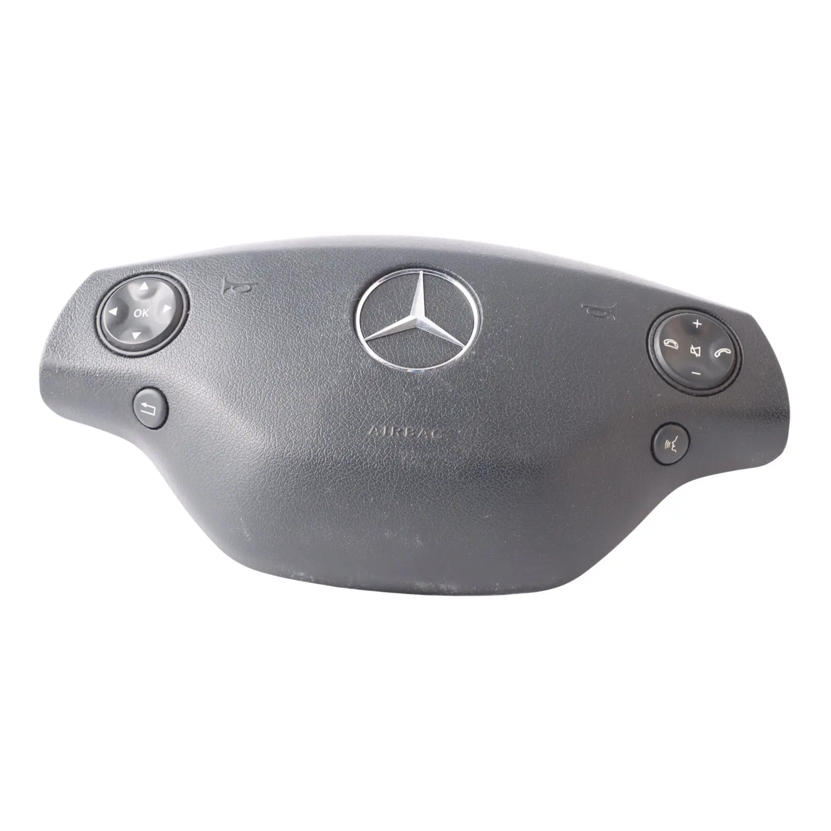 Mercedes W221 Steering Wheel Air Module Buttons Leather Black A2218600502