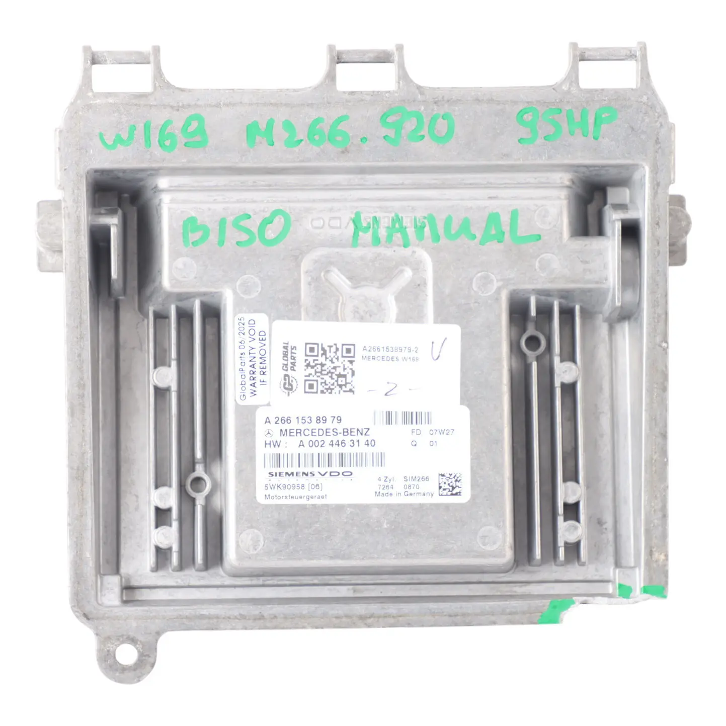 Mercedes W169 B150 M266.920 95HP Centralina Motore ECU A2661538979 Manuale
