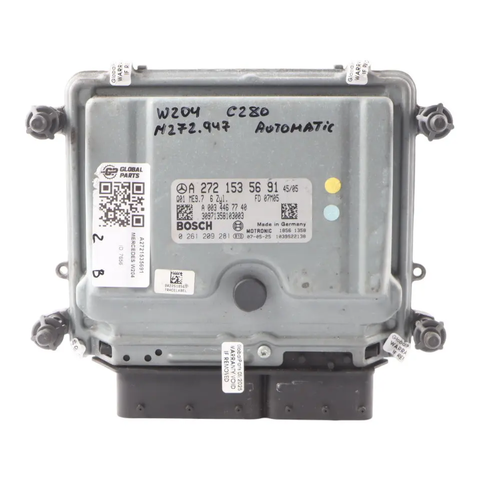 C280 M272.947 231HP Engine Unit ECU Automatic to Mercedes W204 with Part number A2721535691 Mercedes W204 C280 M272.947 231HP Engine Unit ECU Automatic - SKU A2721535691 - Part number A2721535691