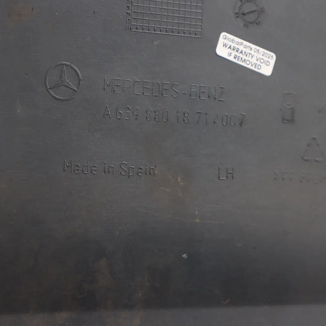 Bumper Left N/S Side Corner Trim Carbon Black - 040 to Mercedes Vito W639 Rear with Part number A6398801871 Mercedes Vito W639 Rear Bumper Left N/S Side Corner Trim Carbon Black - 040 - SKU A6398801871-CBL - Part number A6398801871